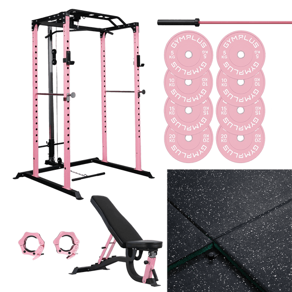 Gym Plus Pink Garage Gym Essentials Package – Complete Setup FULL-PINK