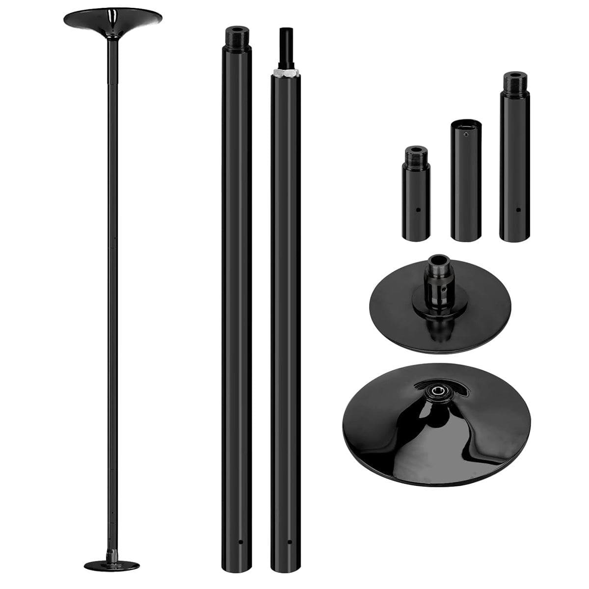 MEMAX Portable Dancing Pole - Static and Spinning - Black - Gym Plus