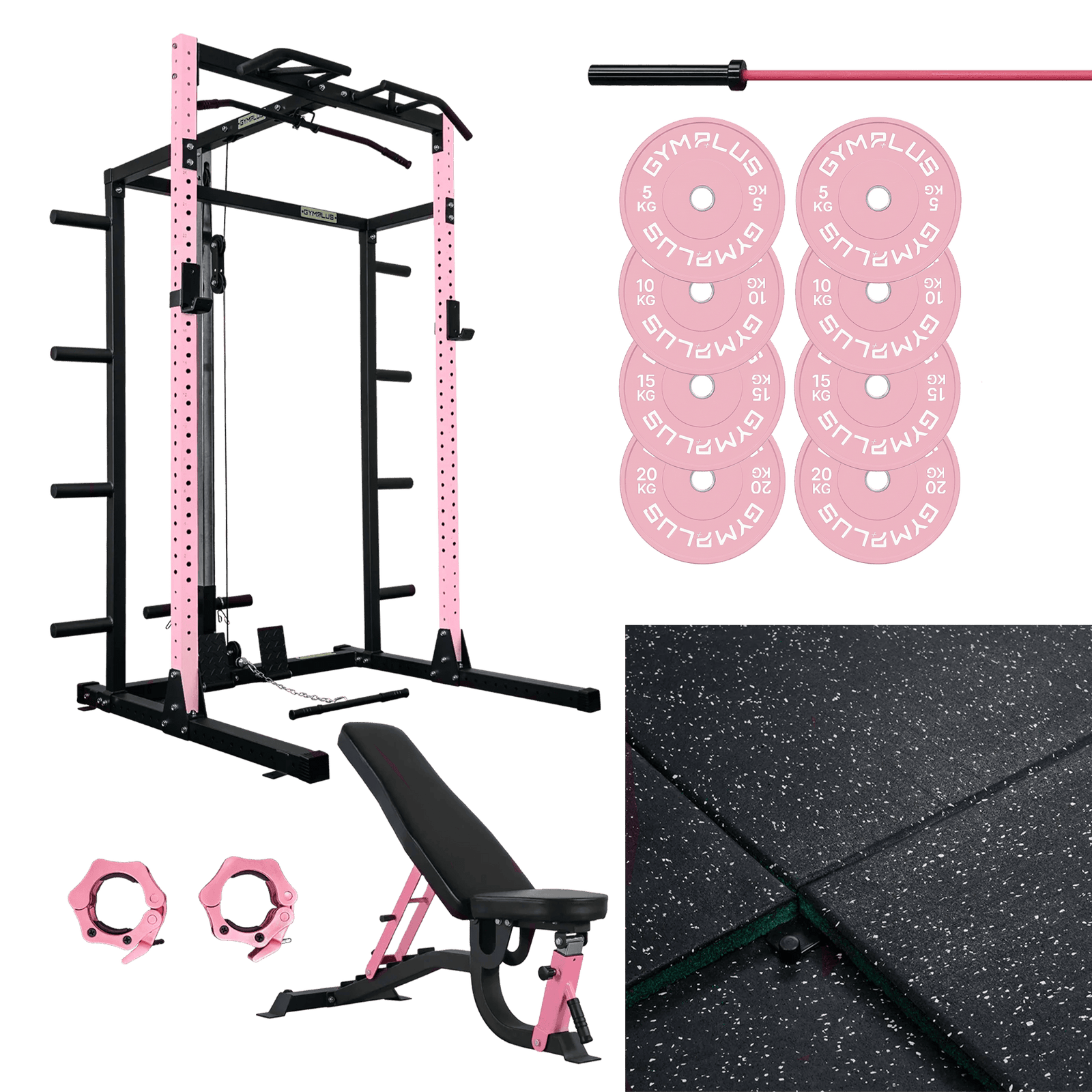 Pink Half Power Rack Garage Gym Package - Complete Setup