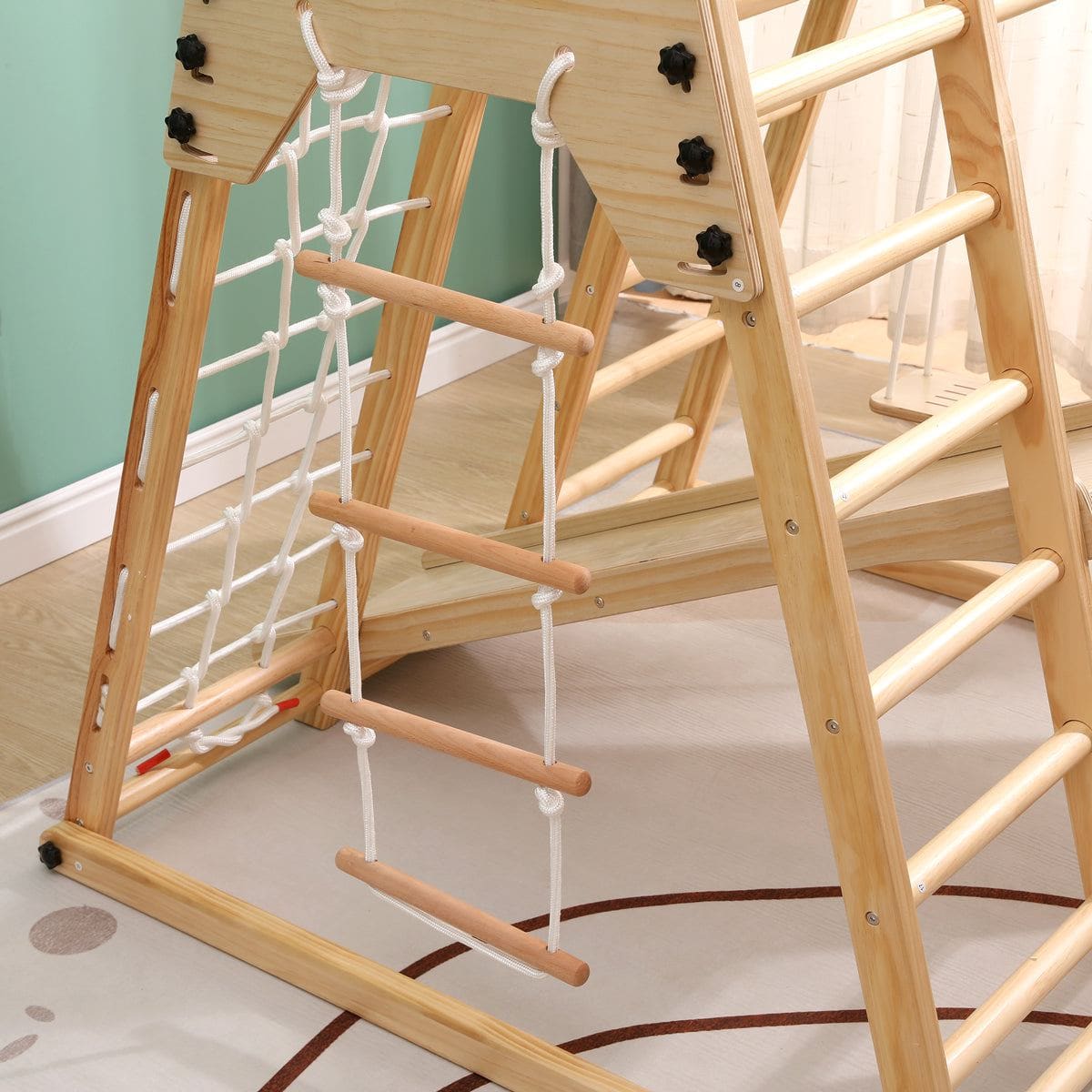 YOZZI Kids Indoor Large Gym Wooden Climber Set