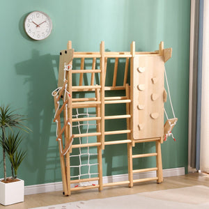 YOZZI Kids Indoor Large Gym Wooden Climber Set