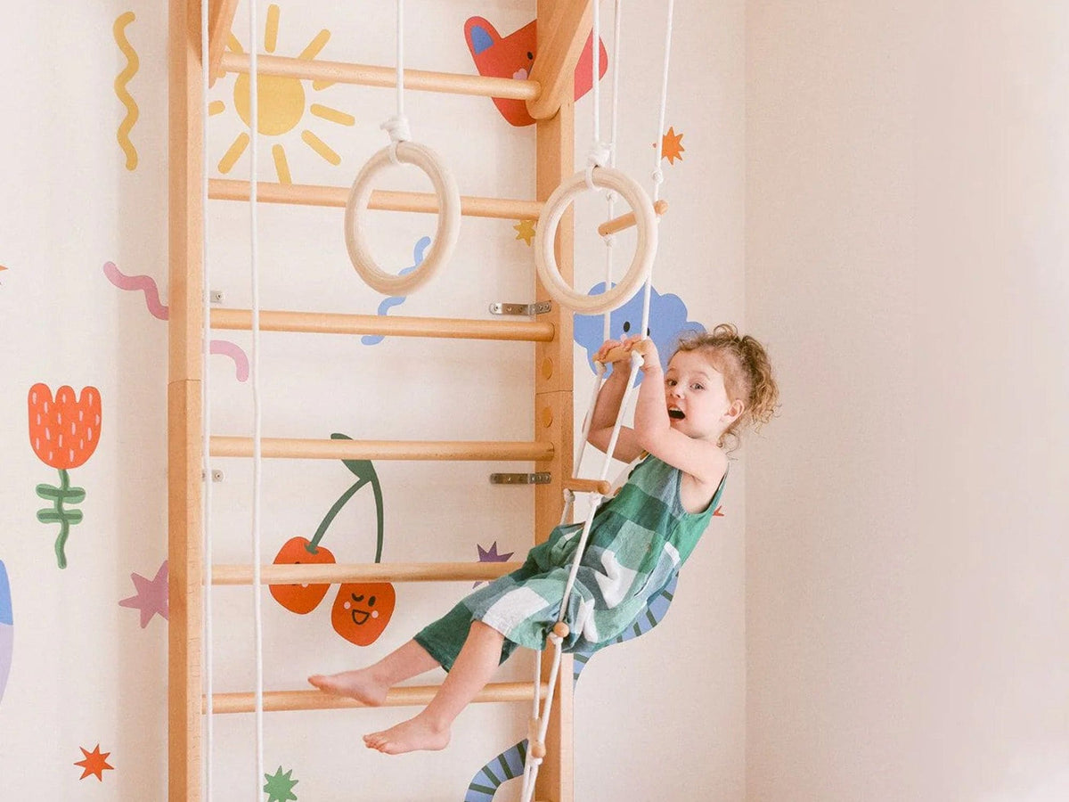 Wooden Swedish Ladder Wall Stall Bar Set