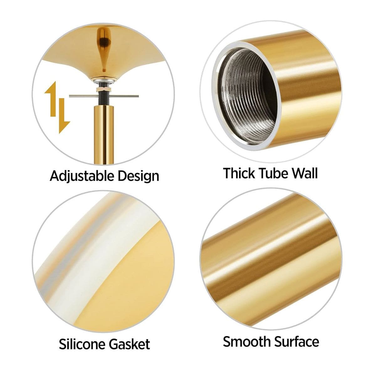 MEMAX Portable Dancing Pole - Static and Spinning - Gold