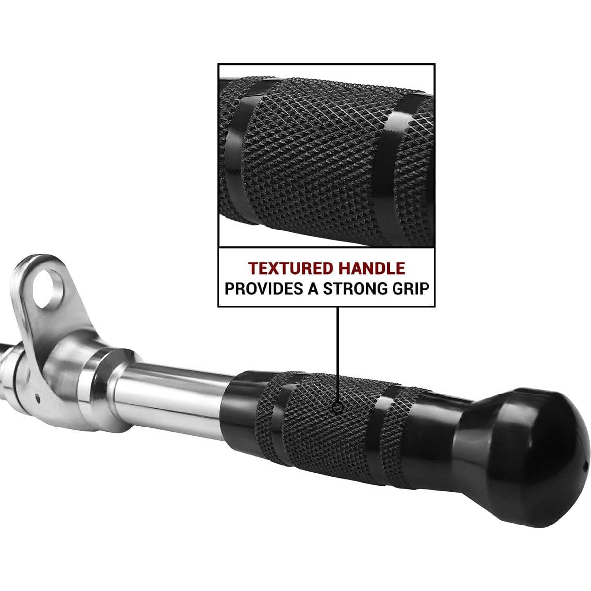 Rotating Straight Bar Cable Attachment with Rubber Grips