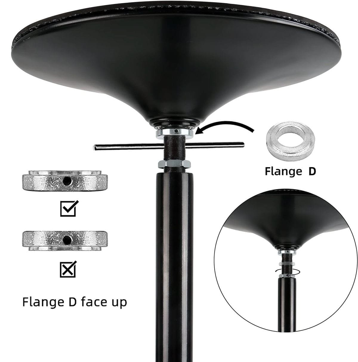 MEMAX Portable Dancing Pole - Static and Spinning - Black