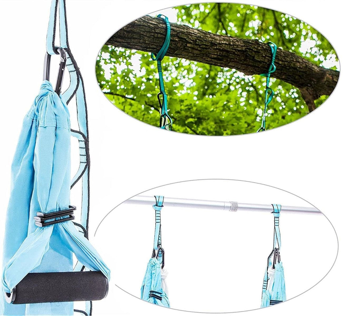 2PC Aerial Yoga Straps Hammock Safety Daisy Chains