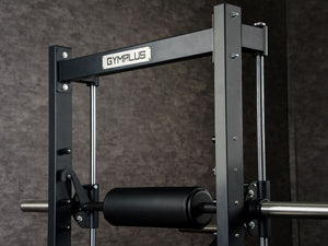 Gym Plus 3D Smith Hip Thrust Machine 3D-HT-01 close up showing Gym Plus logo