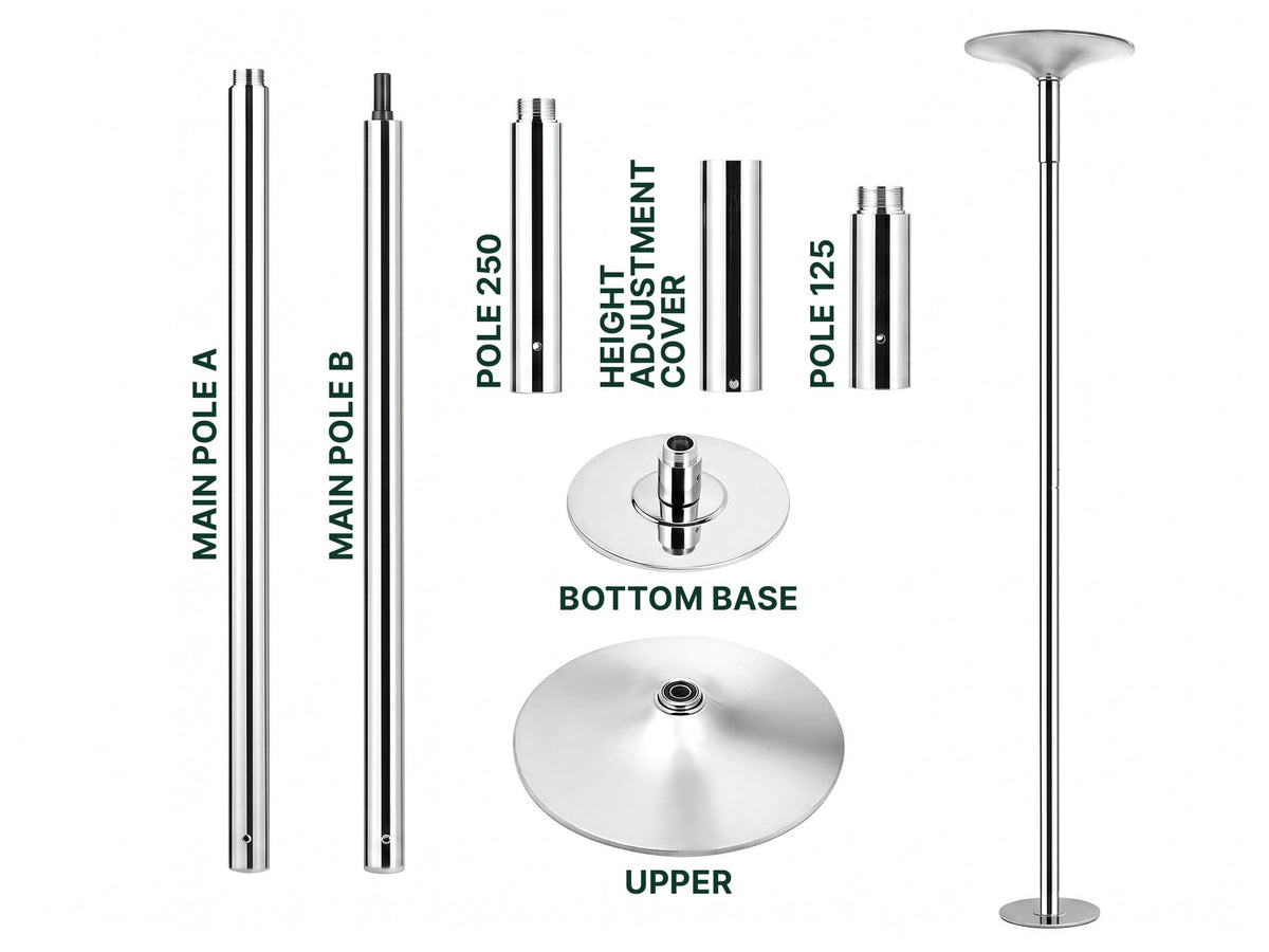 Gym Plus Portable Pole Dancing Set with 160cm Crash Mat