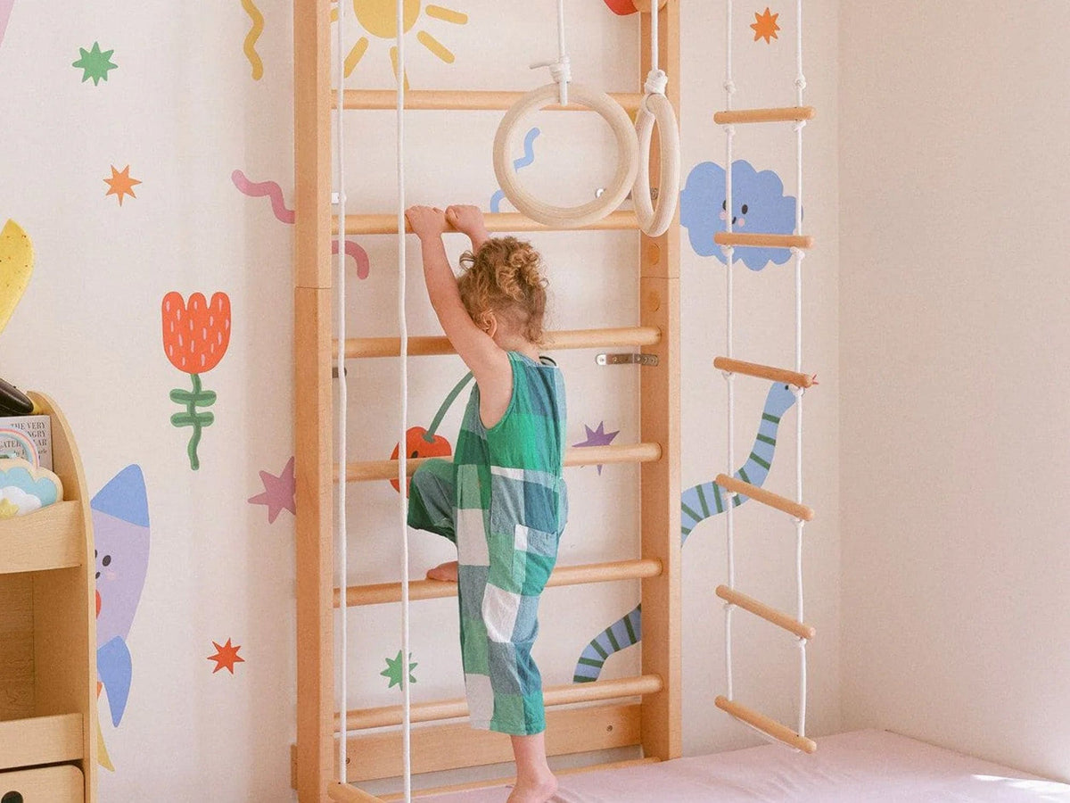 Wooden Swedish Ladder Wall Stall Bar Set