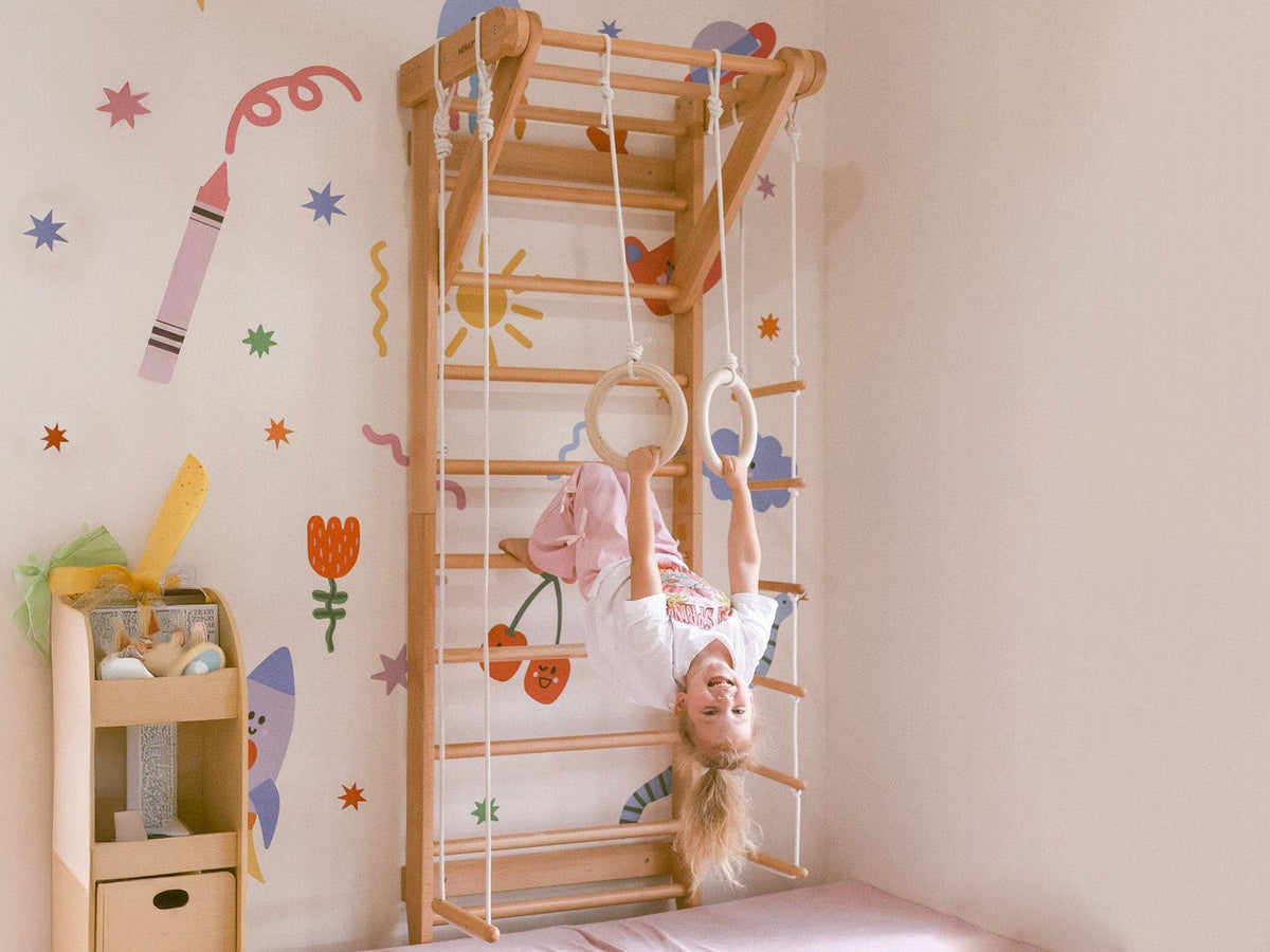 Wooden Swedish Ladder Wall Stall Bar Set