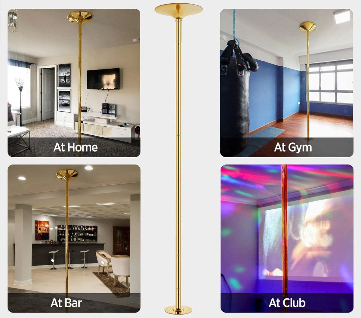 MEMAX Portable Dancing Pole - Static and Spinning - Gold