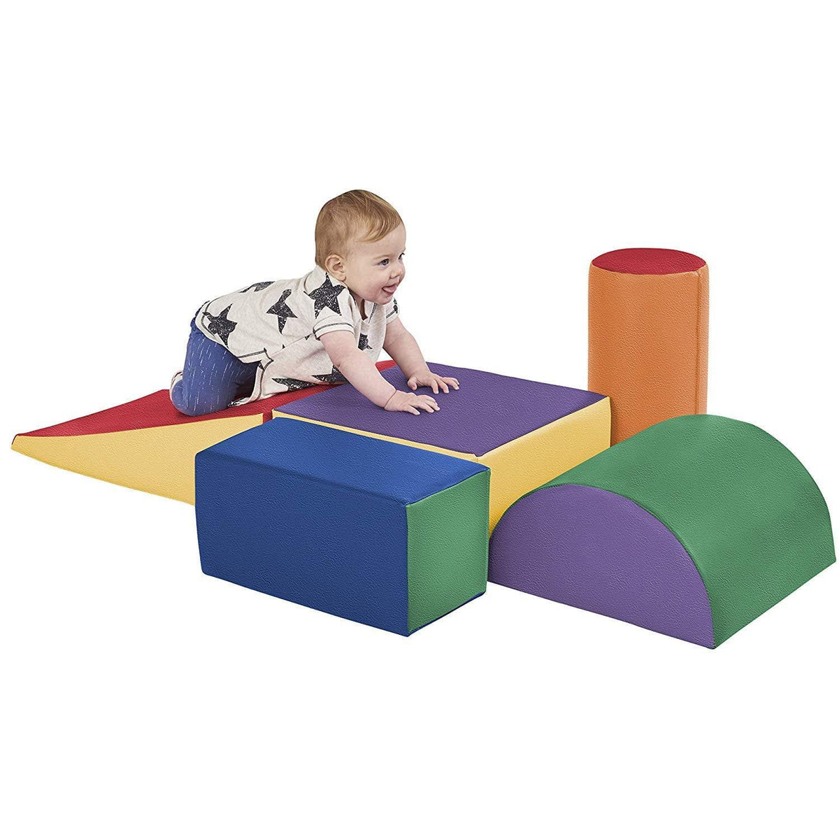 YOZZI Large Soft Foam Block Indoor Climb Crawl and Slide Safe Foam Play Set - 5 Piece