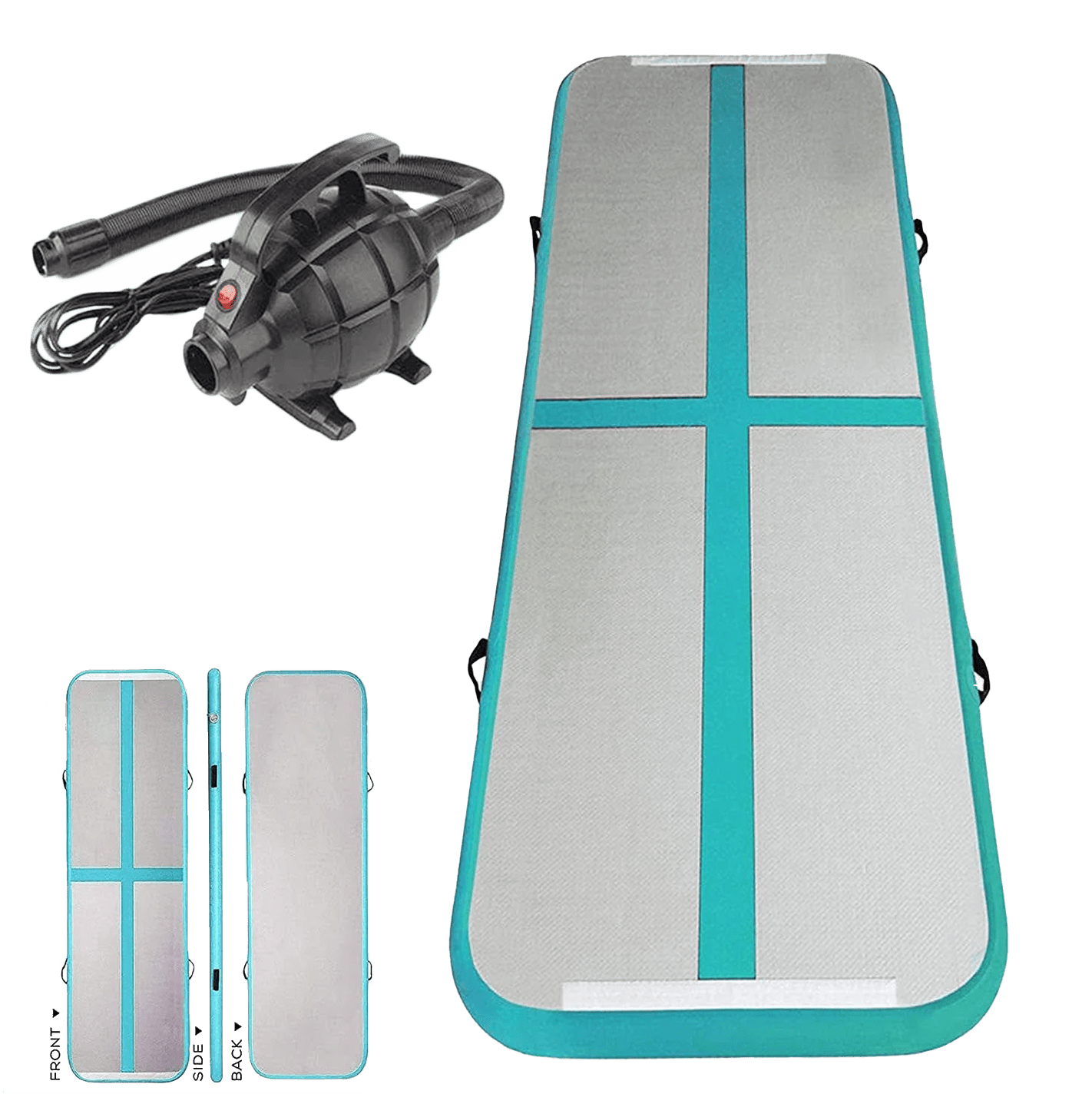 3x1M Inflatable Air Track Mat Tumbling Floor Home Gymnastics Mat Green with Electric Pump