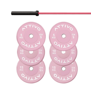 Cerakote Pink Olympic Barbell & Bumper Plate Set – 60kg/100kg