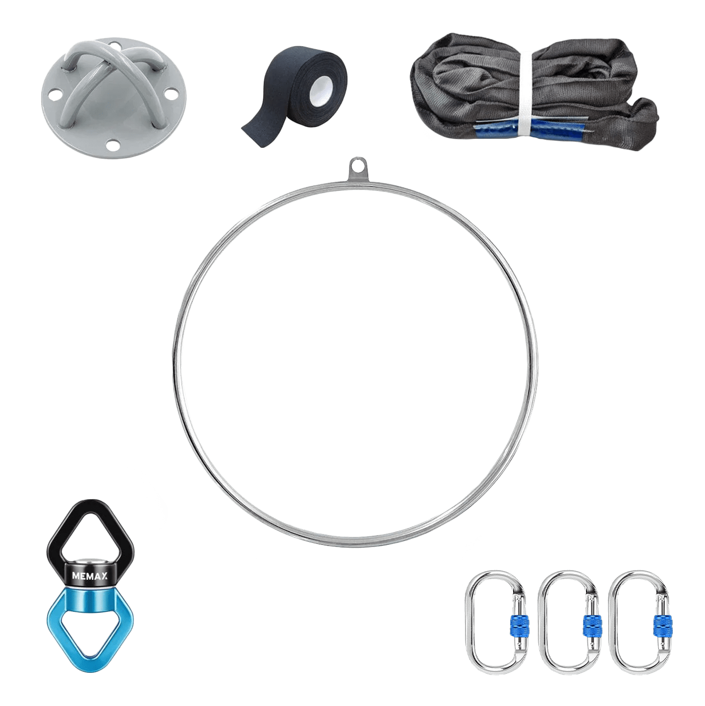 MEMAX Teen Aerial Lyra Hoop 75CM Aerial Ring with Full Accessories - Chrome