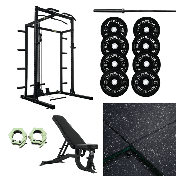 Gym Plus Half Power Rack Garage Gym Package - Complete Setup 2300-FULL-CABLE