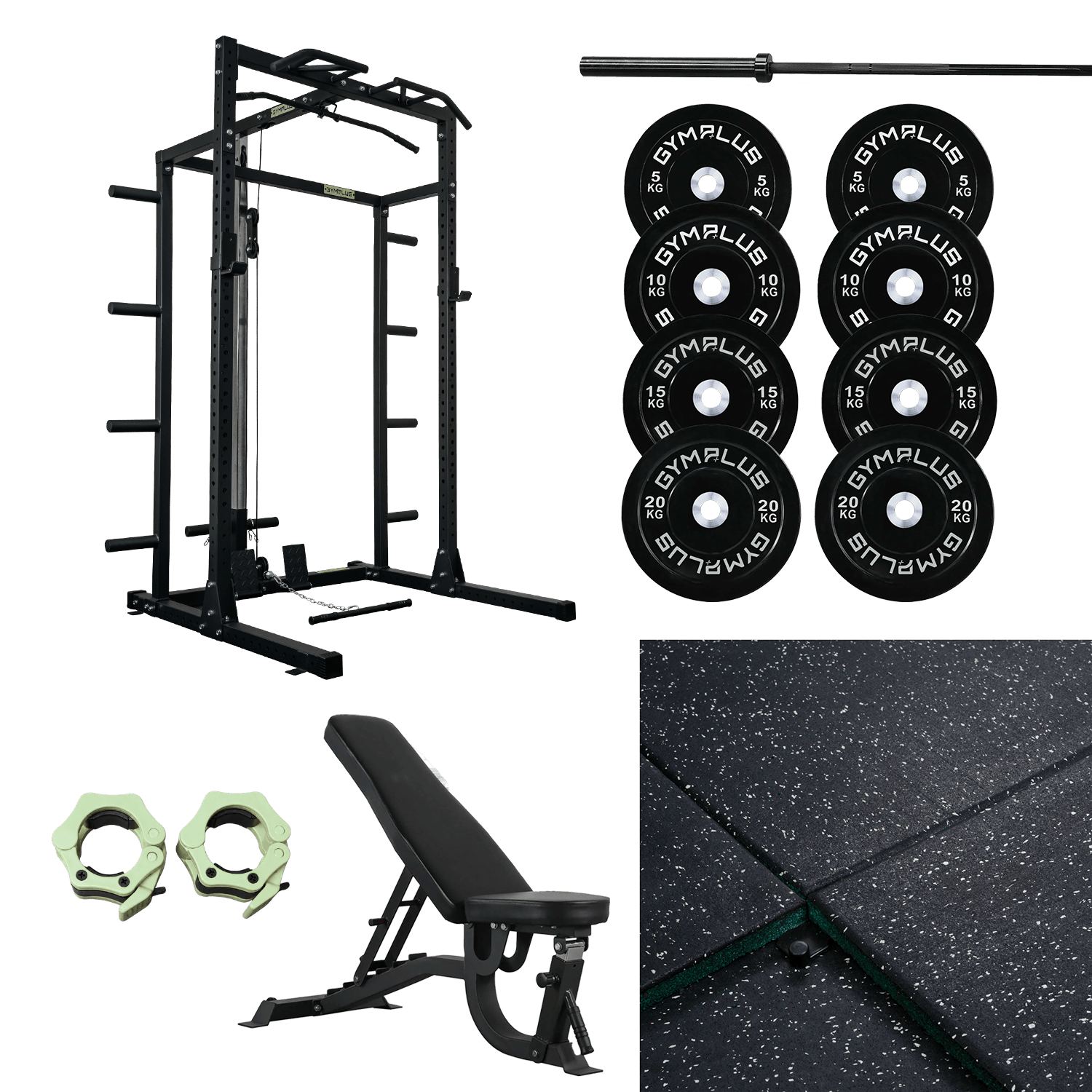 Gym Plus Half Power Rack Garage Gym Package - Complete Setup 2300-FULL-CABLE