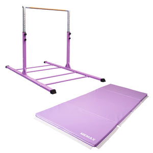 Value Combo Advanced Gymnastic Horizontal Bar Long Base Training Bar + Gym Mat (Purple)  V2.0