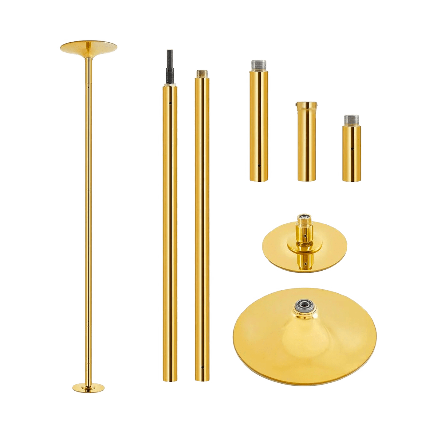 MEMAX Portable Dancing Pole - Static and Spinning - Gold