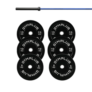 Cerakote Olympic Bar 20KG and Bumper Weight Plates Powerlifting Set