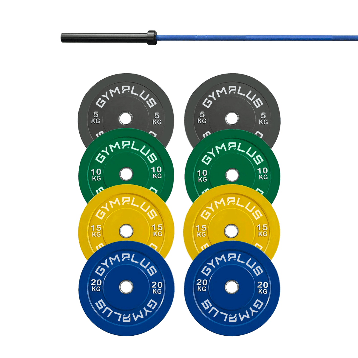 Cerakote Olympic Bar 20KG and Bumper Weight Plates Powerlifting Set