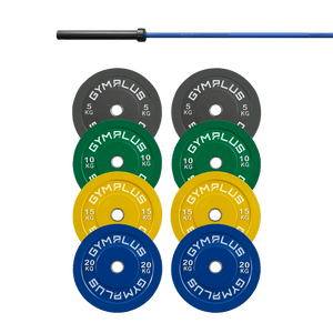 Cerakote Olympic Bar 20KG and Bumper Weight Plates Powerlifting Set