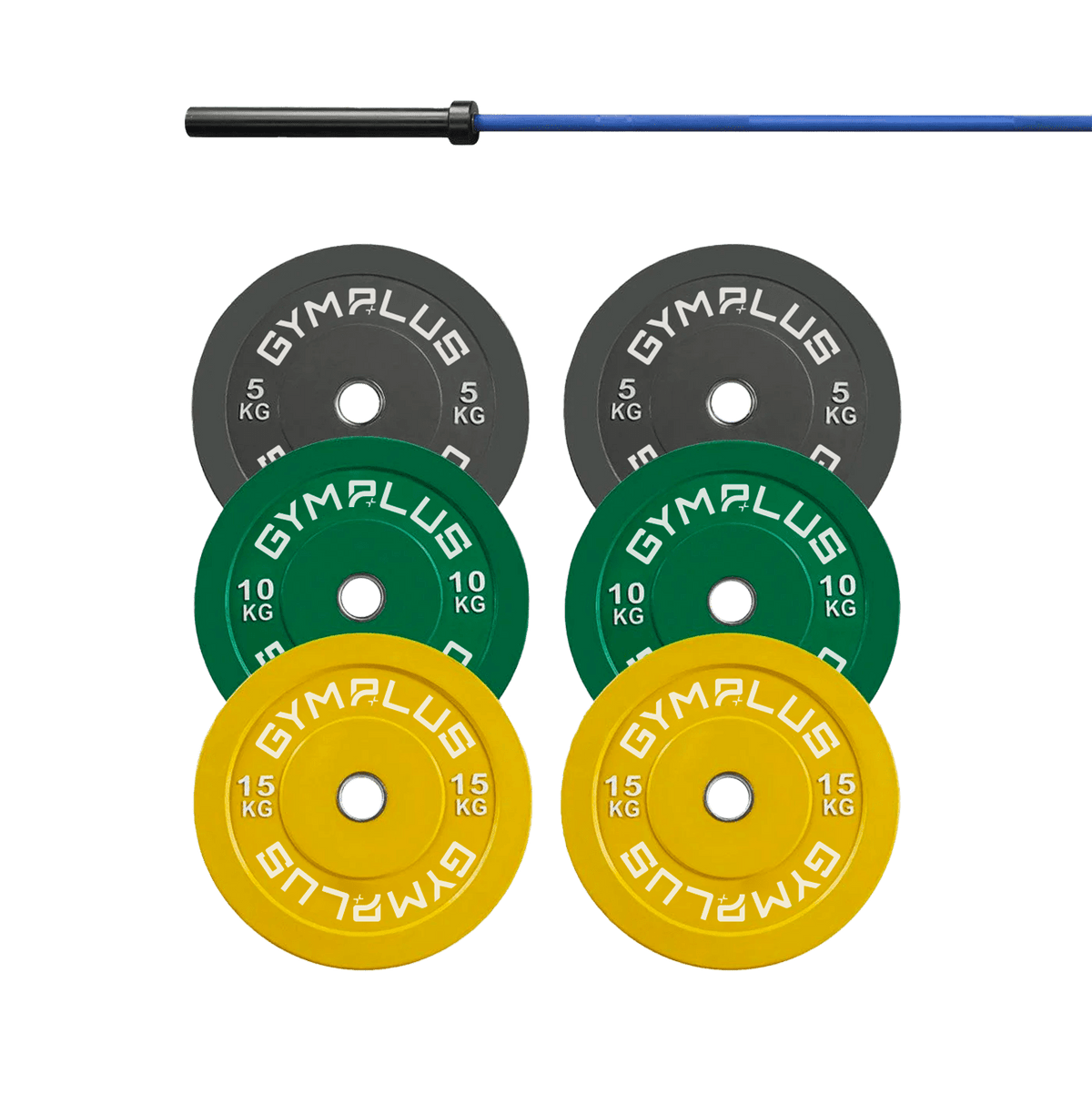Cerakote Olympic Bar 20KG and Bumper Weight Plates Powerlifting Set