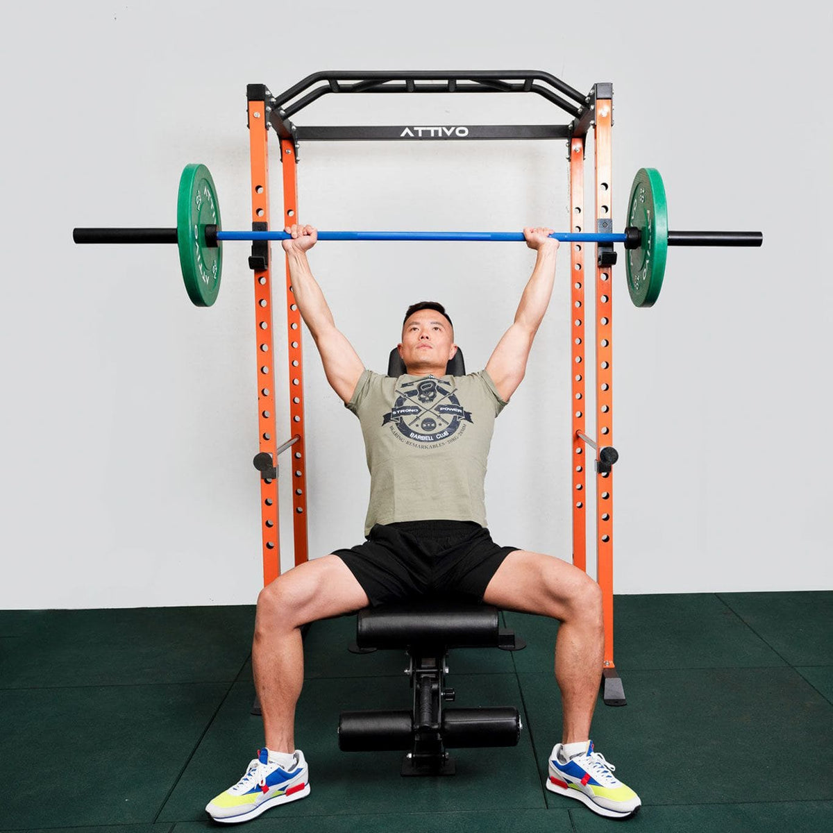 ATTIVO Olympic Power Bar 20KG and Bumper Weight Plates Powerlifting Set