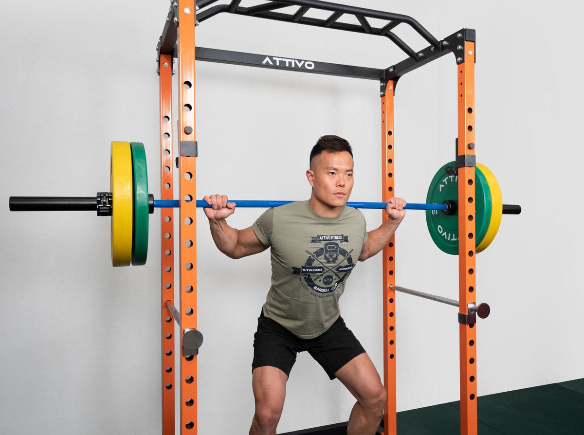 ATTIVO Olympic Power Bar 20KG and Bumper Weight Plates Powerlifting Set