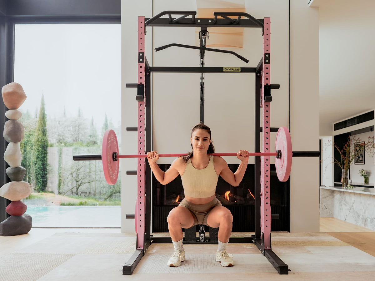Gym Plus Half Power Rack with Storage and Cable System Option - HR2300 Pink