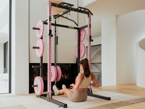 Gym Plus Half Power Rack with Storage and Cable System Option - HR2300 Pink