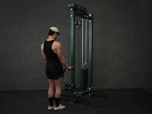 Gym Plus Extended Tricep Bar Cable Attachment with Rubber Grips TRICEP-BAR a man is performing cable curl using the cable attachment