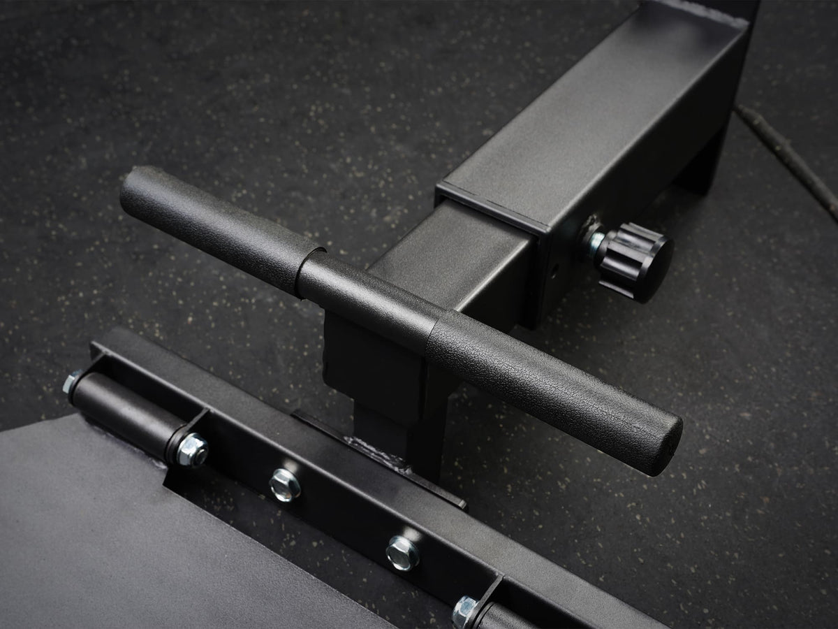 Gym Plus Evolve Footrest Rack Attachment 75-FOOTREST close up of circular support bar