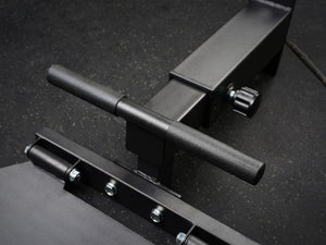 Gym Plus Evolve Footrest Rack Attachment 75-FOOTREST close up of circular support bar