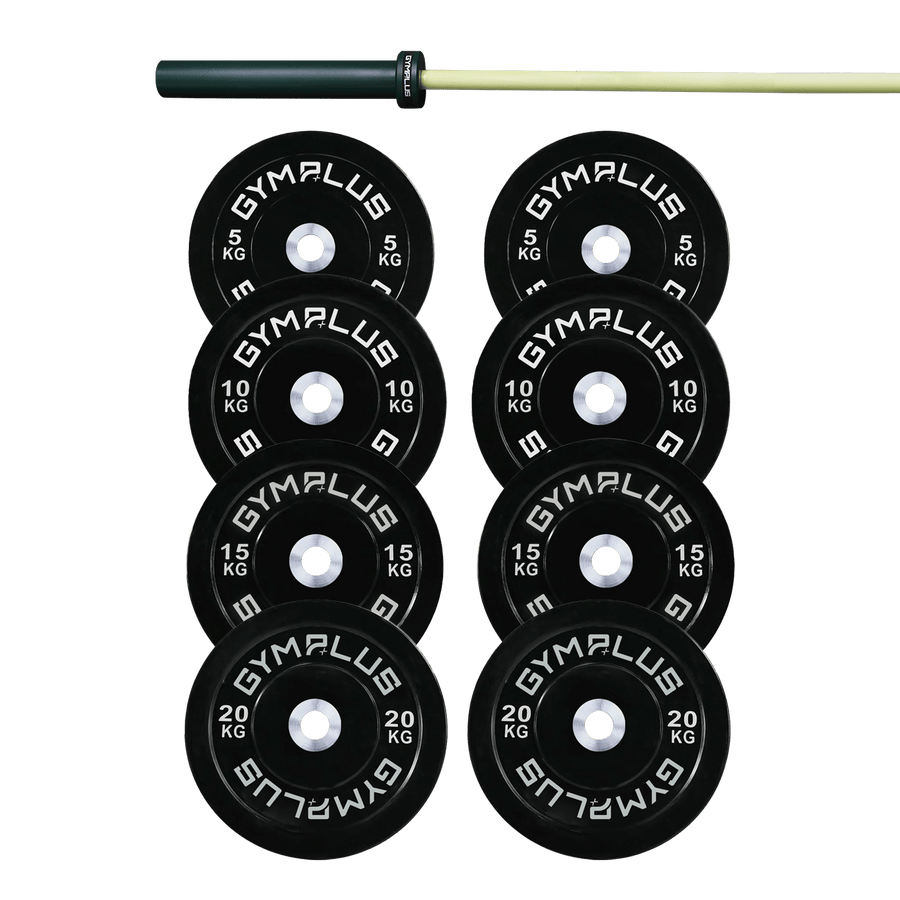 Gym Plus Evolve Olympic Bar 15KG and Bumper Plate Set EV15+B100