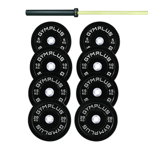 EVOLVE Olympic Bar 20KG and Bumper Plate Set