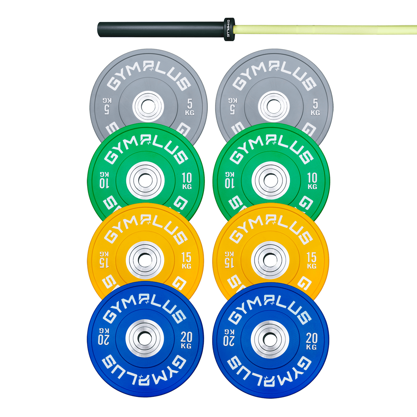 EVOLVE Olympic Bar 20KG and Bumper Plate Set