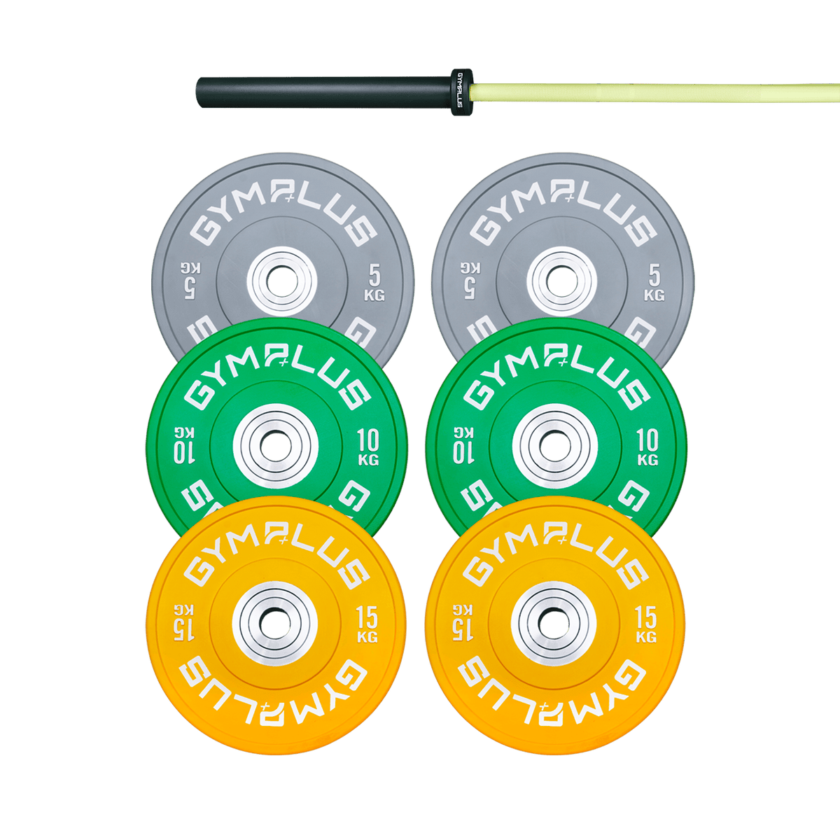 EVOLVE Olympic Bar 20KG and Bumper Plate Set