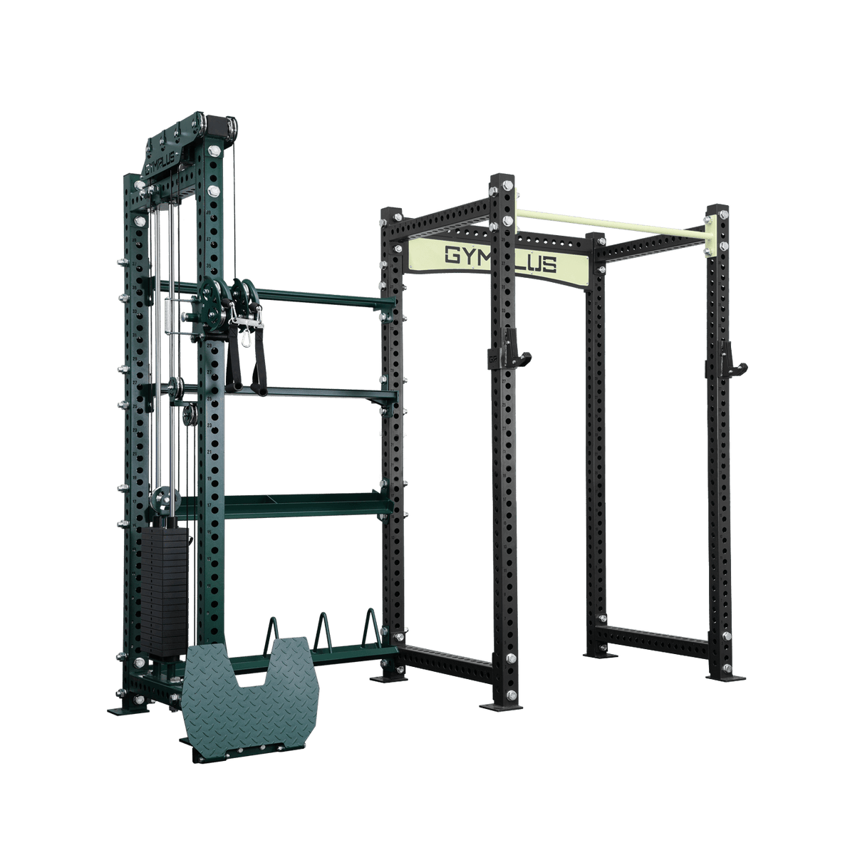 Gym Plus Evolve Power Rack with Cable System and Extended Storage EV-W-CABLE-STOR-BLK