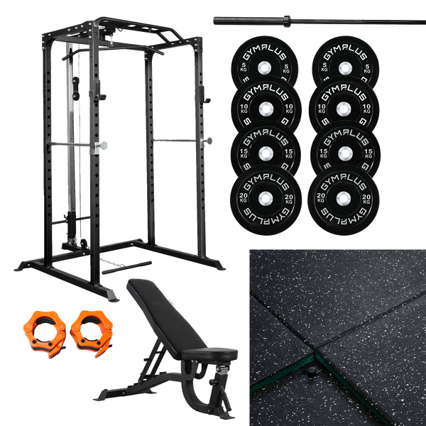 Gym Plus Garage Gym Essentials Package – Complete Setup FULL-BLK
