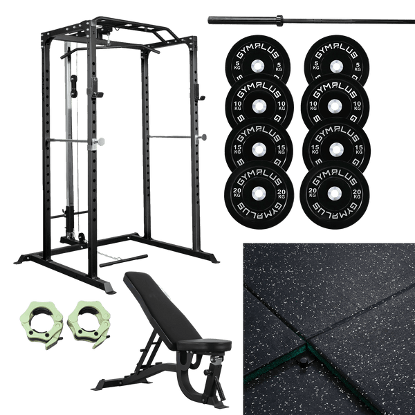 Gym Plus Garage Gym Essentials Package – Complete Setup FULL-BLK