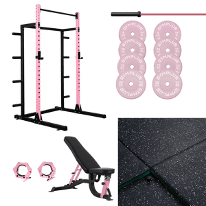 Pink Half Power Rack Garage Gym Package - Complete Setup