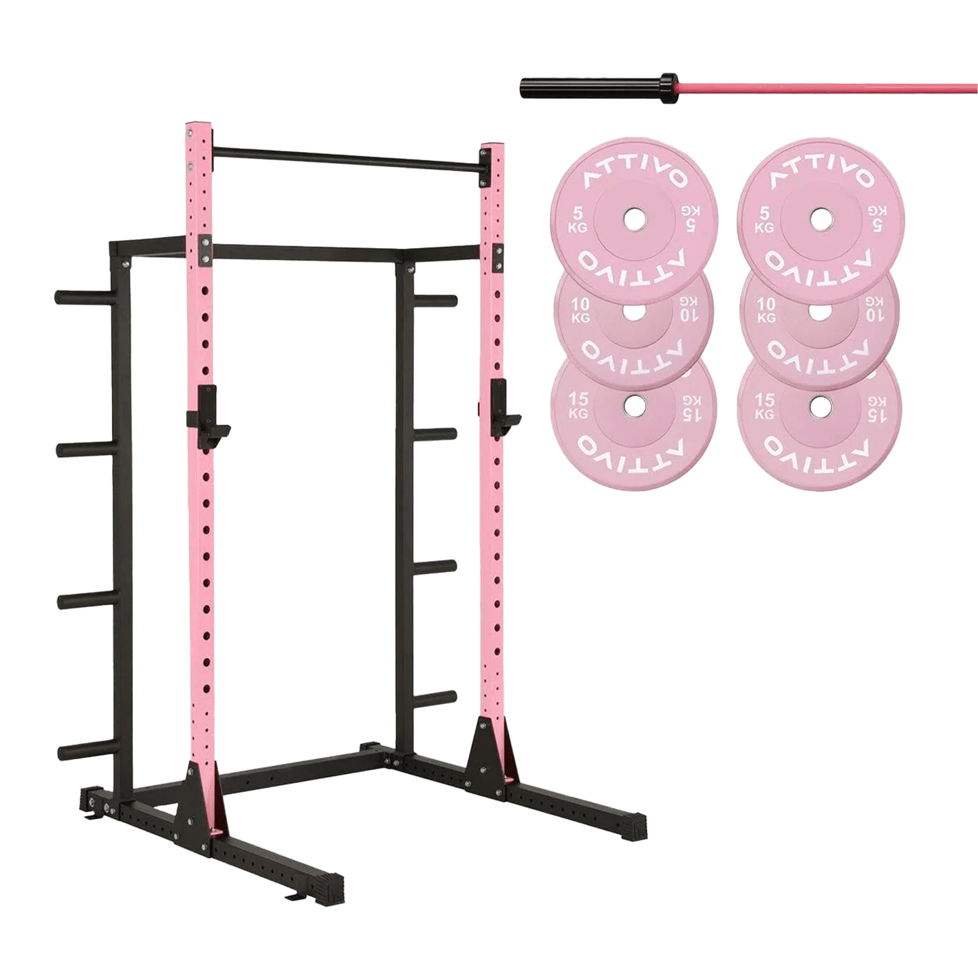 Half Power Rack Garage Gym Package - Pink (HR2300 Combo)