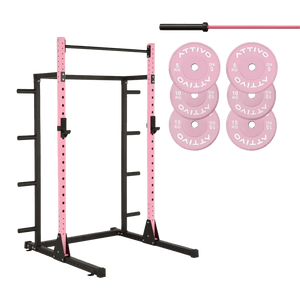 Half Power Rack Garage Gym Package - Pink (HR2300 Combo)