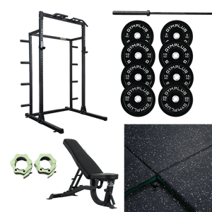 Gym Plus Half Power Rack Garage Gym Package - Complete Setup HR-FULL-BLK