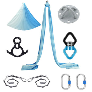 MEMAX Aerial Silks Yoga Swing Hammock Set - 100% Luxury Nylon Tricot Silks, Full Rigging Hardware