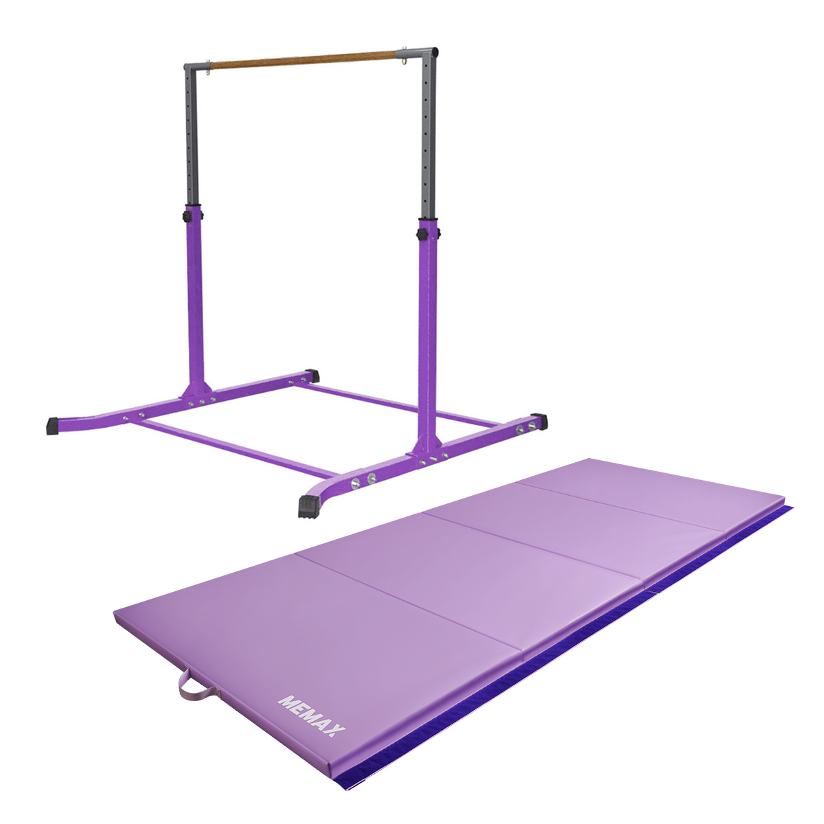 MEMAX Value Combo Gymnastic Junior Training Bar + Gym Mat (Purple)