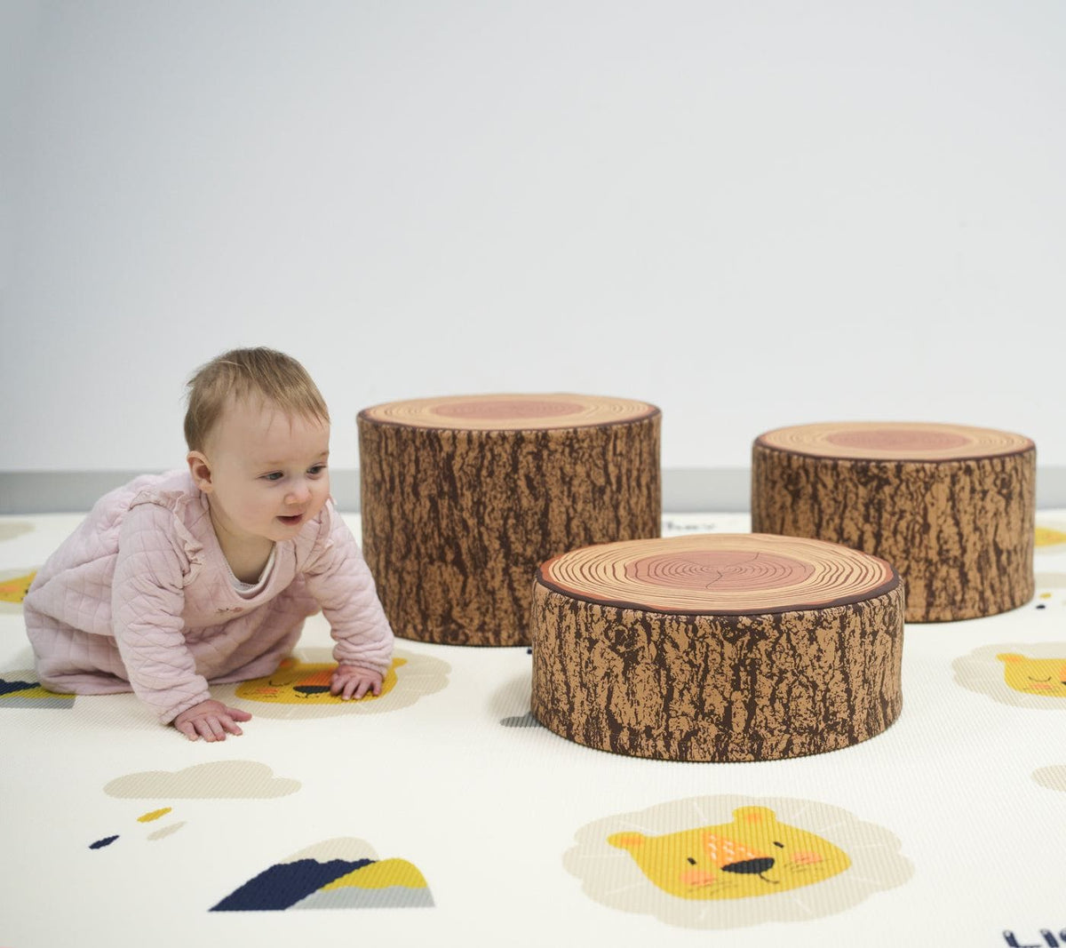 Tree Stump Stool Set, Toddler Climbing and Stepping Logs - 3 Pieces