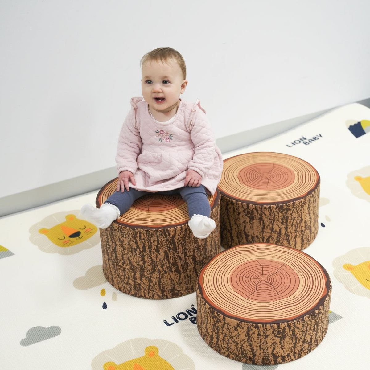 Tree Stump Stool Set, Toddler Climbing and Stepping Logs - 3 Pieces