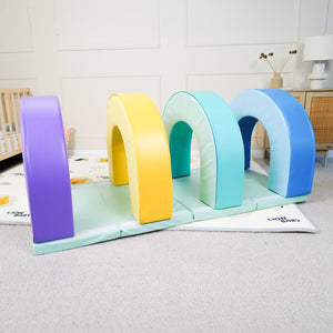 MEMAX Baby Playroom Soft Arch Tunnel Set of 4 with Crawling Mat